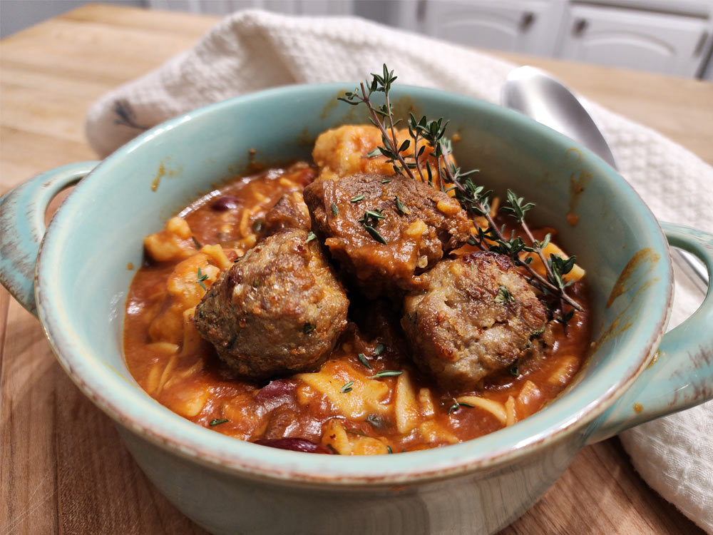 Beef Vegetable Soup made with homemade beef bone  broth in the Instant Pot