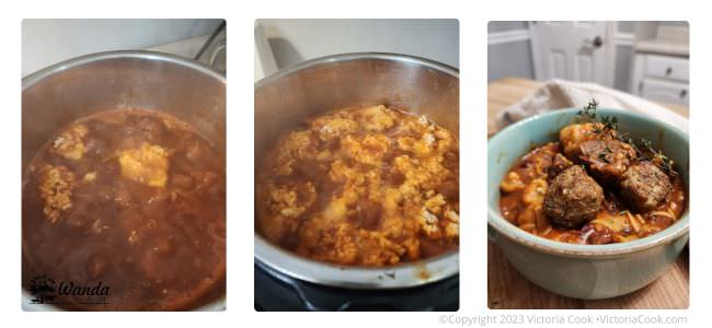 Cooking the dumplings for the Beef Vegetable soup in the Instant Pot