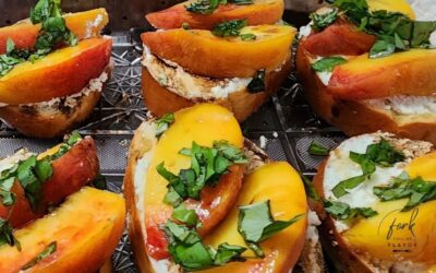 Thyme Honey, Peach & Goat Cheese Crostini