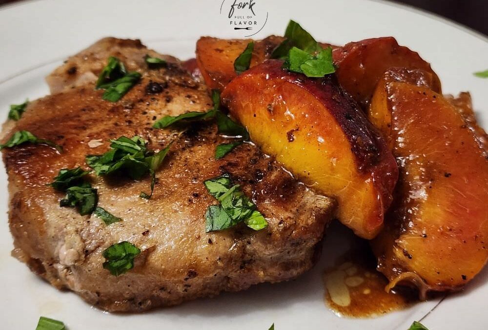 Pork Chops with Fresh Peaches & Basil