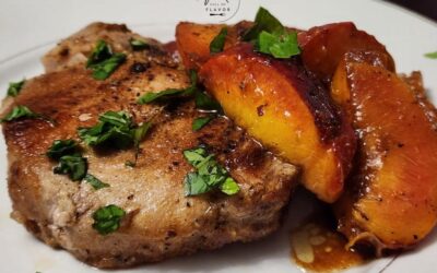 Pork Chops with Fresh Peaches & Basil