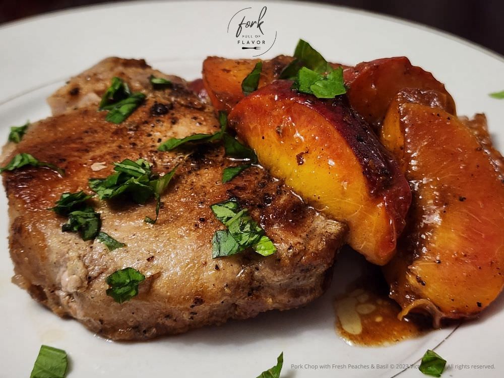 Pork Chops with Fresh Peaches & Basil