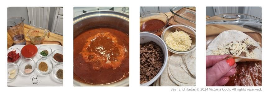Prepping Beef Enchiladas making red enchilada sauce