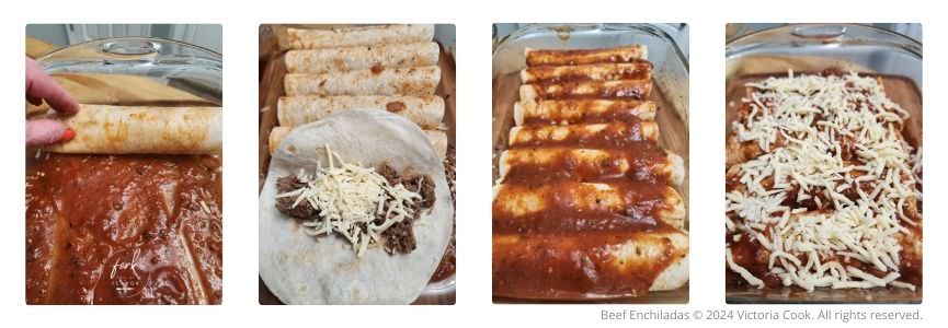 Prepping flour beef enchiladas