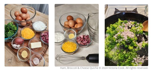 Prepping to make the Broccoli, Ham and Cheese Quiche 