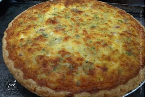 Broccoli, Ham and Cheese Quiche made in a premade pie crust
