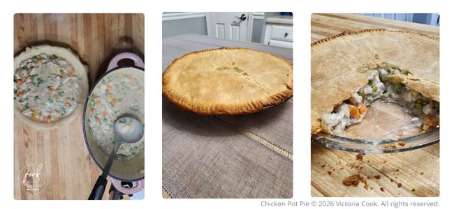 A finished chicken pot pie